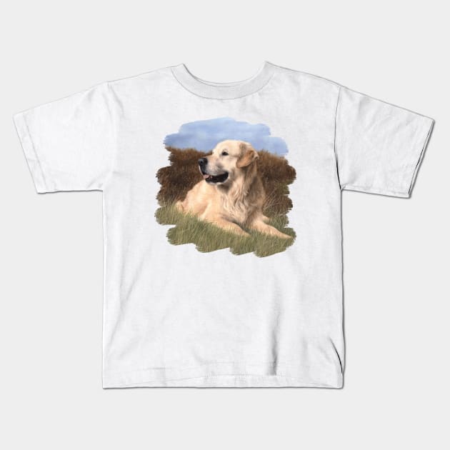 Golden Retriever Painting Kids T-Shirt by rachelstribbling